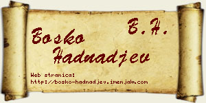 Boško Hadnađev vizit kartica